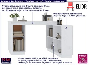 Białe skandynawskie biurko z drewna sosnowego - Emi