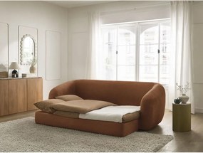 Pomarańczowa rozkładana sofa z tkaniny szenilowej 228 cm Neyo – Bobochic Paris