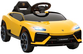 AIYAPLAY Elektryczne auto 12 V z pilotem 2,4 GHz, 2 silniki, LED, muzyka — 101,5 x 49 x 43 cm, żółte