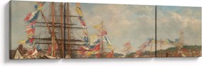 Obraz - Eugène Boudin, Festival in the Harbor of Honfleur, reprodukcje (170x50 cm)