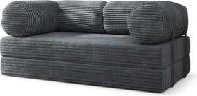 Masseno Sofa piankowa ALVIO z funkcją spania, Kanapa z pianki do salonu, Bezmontażowa, Tkanina sztruksowa – Grafitowy TILIA 90