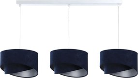Granatowa potrójna lampa wisząca welurowa - S509 R0-F57