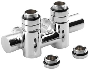 Sapho - Zestaw zaworów do przyłączenia środkowego TWIN COMBI, prawy/błyszczący chrom