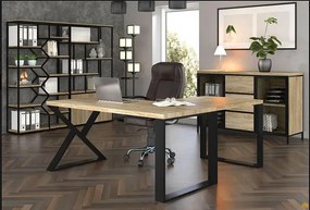 Dębowe loftowe biurko z dostawką 170x80 + 70x90 N1-A70