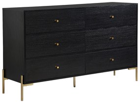 Komoda 6 szuflad - MDF i metal - Czarna i złota - MILAVIA marki Pascal Morabito