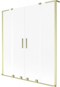 Mexen Velar L Duo parawan nawannowy 2-skrzydłowy rozsuwany 150 x 150 cm, szron, złoty szczotkowany - 896-150-003-32-55