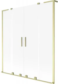 Mexen Velar L Duo parawan nawannowy 2-skrzydłowy rozsuwany 150 x 150 cm, szron, złoty szczotkowany - 896-150-003-32-55