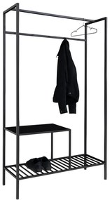 Czarny wielofunkcyjny wieszak z 2 półkami House Nordic Vita, 170x101 cm