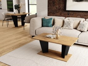 Nowoczesna ława pokojowa Viola II dąb lancelot/czarny mat