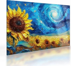 Obraz na szkle - Malowanie słoneczników (70x50 cm)