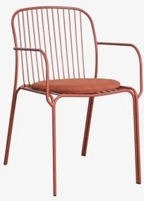 Zestaw 4 Krzeseł Ogrodowych Z Podłokietnikami Ze Stali Anerina Terracota & Terracota - Sklum