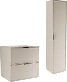 Kaszmirowy Zestaw do Łazienki 60cm Szafka z Blatem Słupek Fronty Ramka Roma