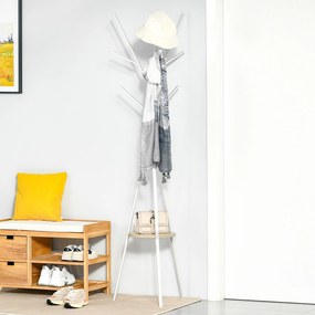 HOMCOM Stojak na Ubrania Metalowy Biały 45x45x180cm Wieszak do Garderoby Przedpokoju | Aosom PL
