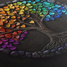 Obraz – Drzewo pełne kolorowych serc (125x70 cm)