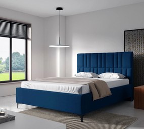 Granatowe łóżko tapicerowane z pojemnikiem 4 rozmiary M8-N29