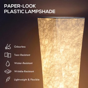HOMCOM Lampa stojąca z kloszem w stylu papieru, przełącznik nożny, 3 poziomy jasności, biały