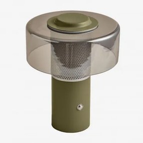 Bezprzewodowa Lampa Stołowa Led Z Kryształu I Żelaza Elfriede Intensywny Verde Olive - Sklum