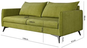 Zielona sofa 199 cm Juli Bis – Ropez