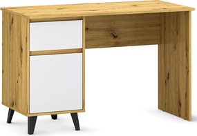 Skandynawskie biurko z szafką dąb artisan + biały A7-S00
