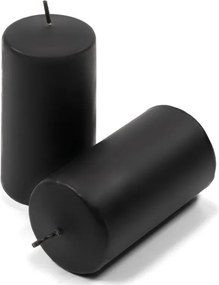 Zestaw świec filarowych, 10 cm, Ø 5 cm, czarne, 16 szt.