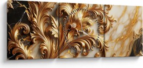 Obraz - Marmur ze złotem (z zegarem) (90x30 cm)