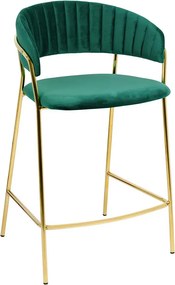 Zielony tapicerowany hoker welurowy glamour z oparciem B8-W18