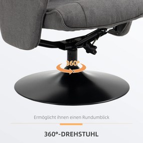 HOMCOM fotel z podnóżkiem regulowane oparcie pianka ciemnoszary