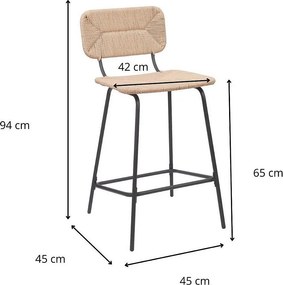 Zestaw metalowych krzeseł wyspowych i barowych z siedziskiem rattanowym 65 cm NEMA
