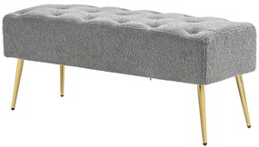 HOMCOM Ławka Tapicerowana, miękki pokrycie w stylu wełny owczej, do 120 kg, pozłacane nogi stalowe, 112x41x46cm, Szary