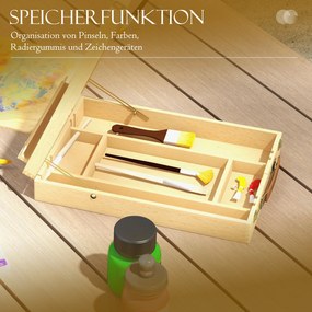 HOMCOM Sztaluga Stołowa Składana, Drewno Bukowe, 27cm x 41,5cm x 74,5cm, Naturalna