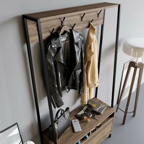 Wieszak z półką na buty Devin Walnut and Black