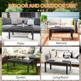 Outsunny Stolik pomocniczy Stolik balkonowy ze stali Prostokątny Stolik kawowy odporny na warunki atmosferyczne 101,5x61x46 cm Szary | Aosom PL