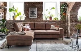 Brązowy rozkładany narożnik z imitacji skóry (lewostronny) Lofty Lilly – Miuform