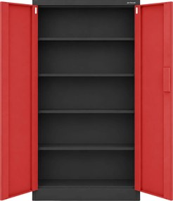 Szafa biurowa metalowa z zamkiem na szyfr antracytowo-czerwona, 900x1850x400 mm: DANIEL