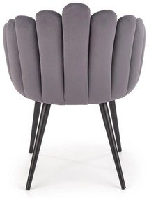 L410 krzesło tapicerowane popielaty velvet muszla, nowoczesny Glamour