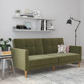 Zielona aksamitna rozkładana sofa 207 cm Lilly – Støraa