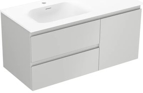 Mexen Orio szafka łazienkowa 100 cm z umywalką Vela lewą, 2S, 1D, szara mat/biała mat - 91A13-10047-3-BBFFF62-W23L01