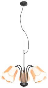 Klasyczna lampa wisząca czarna ze złotym kloszem 5-światłowa - Nona klasyczny/Antyczny Oswietlenie wewnetrzne
