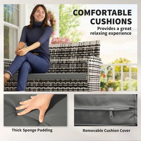 Outsunny 2-osobowa sofa rattanowa na taras z poduszką, antypoślizgowe maty, stalowa rama, jasnoszara | Aosom PL