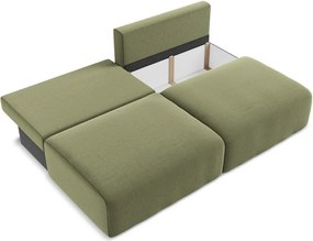 Zielona aksamitna rozkładana/ze schowkiem sofa 216 cm Kalena – Makamii