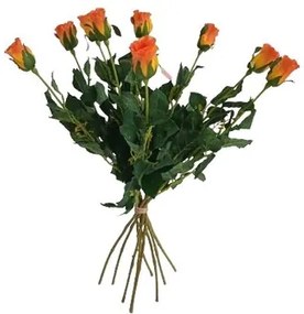 Sztuczna kwiat Róża pomarańczowa, 64 cm, 9 sztuk