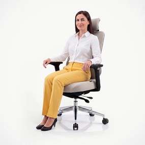 Ergonomiczny fotel biurowy jasnobeżowy AXIS