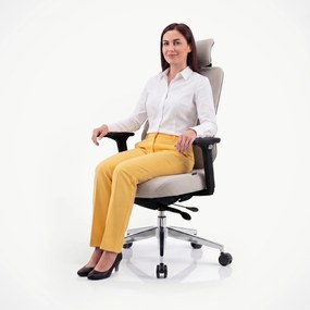 Fotel biurowy ergonomiczny jasnobeżowy: AXIS