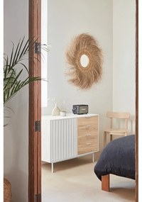 Biało-naturalna niska komoda w dekorze dębu 108x80 cm Sierra – Teulat