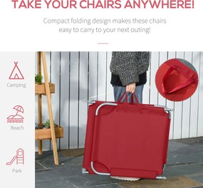 Outsunny Leżak Słoneczny, Składany, Regulowane Oparcie, Rama z Nierdzewnej Stali, 180 x 55 x 24, Bordowy