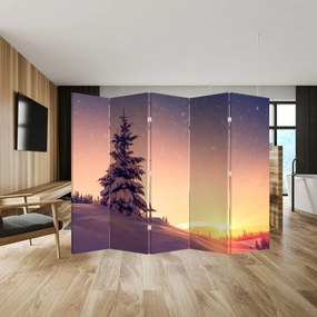 Parawan - Ośnieżone drzewo na łące (210x170 cm)