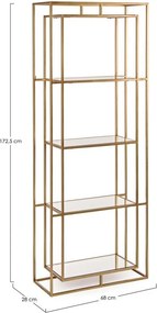 Stalowy regał w kolorze złota 68x172,5x28 cm Elenor – Bizzotto