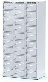 Alfa 3 Szafka skrytkowa S6, 30 schowków, 1800 x 900 x 500 mm, zamek cylindryczny, drzwi szare