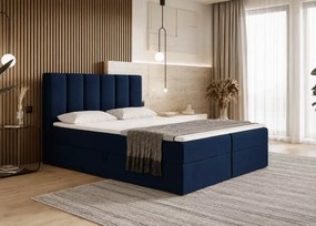 Łóżko kontynentalne Sergio boxspring z materacem bonell i pojemnikami na pościel tapicerowane