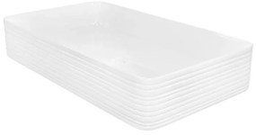 Umywalka ceramiczna nablatowa prostokątna ryflowana biała 67 x 38 cm LAMI